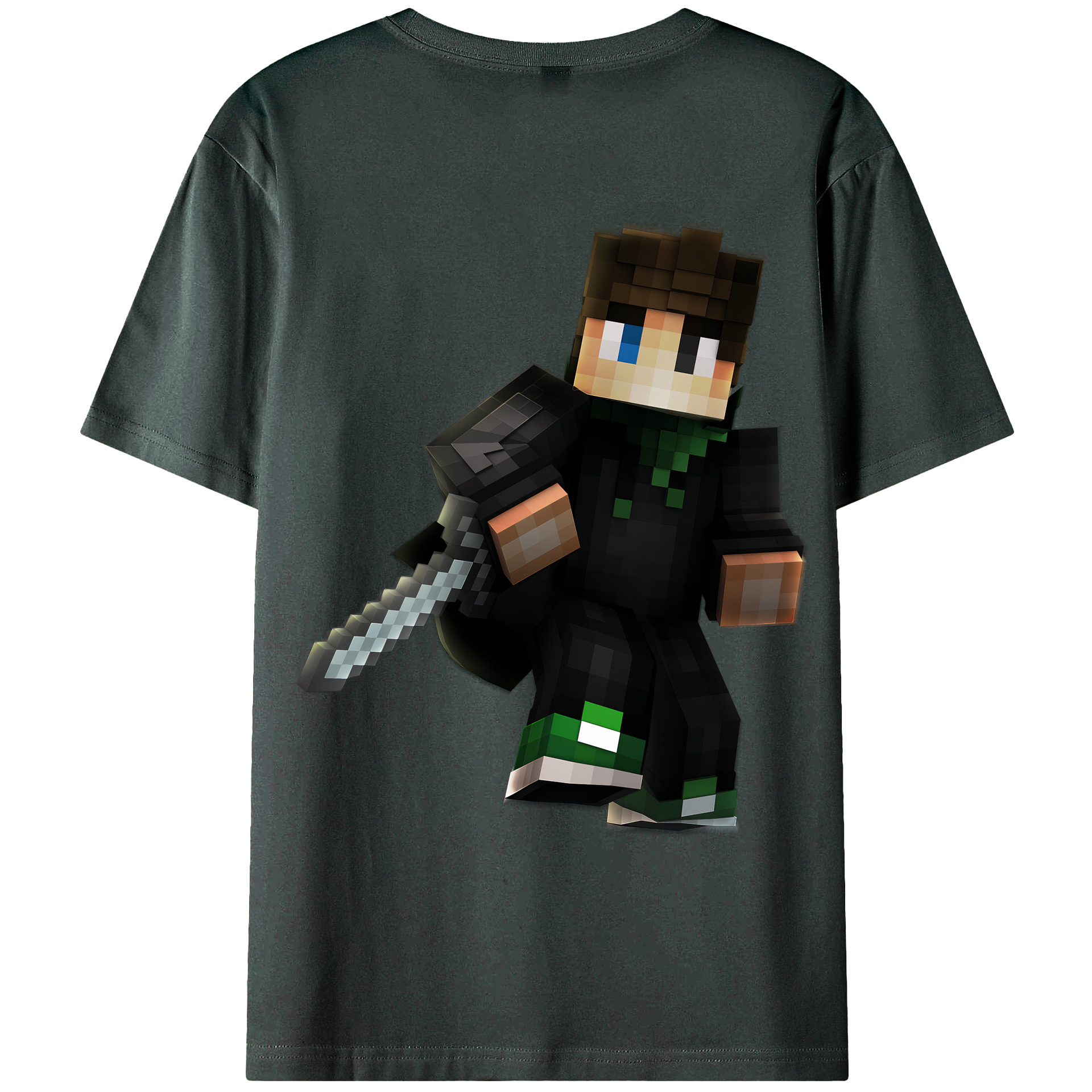 （画像用） マインクラフト ブロックの世界 Minecraft MC Block world 綿100％ メンズ半袖Tシャツ（バックプリント） 通気性